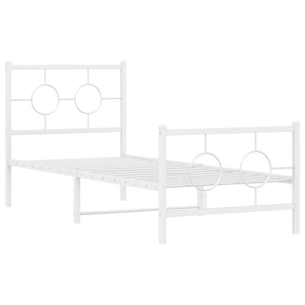 vidaXL Cadre de lit métal sans matelas avec pied de lit blanc 75x190cm
