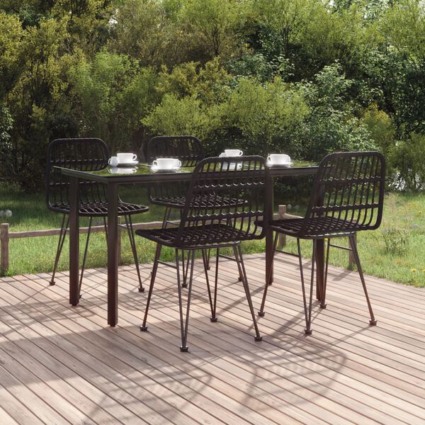 vidaXL Ensemble &agrave; manger de jardin 5 pcs Noir R&eacute;sine tress&eacute;e