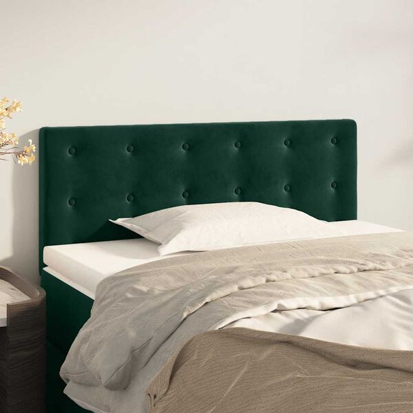 vidaXL T&ecirc;te de lit Vert fonc&eacute; 90x5x78/88 cm Velours