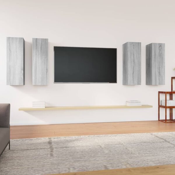 vidaXL Meubles TV 4 pcs Sonoma gris 30,5x30x90 cm Bois d'ing&eacute;nierie