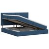 vidaXL Lit avec rangement et matelas Bleu 200 x 200 cm tissu