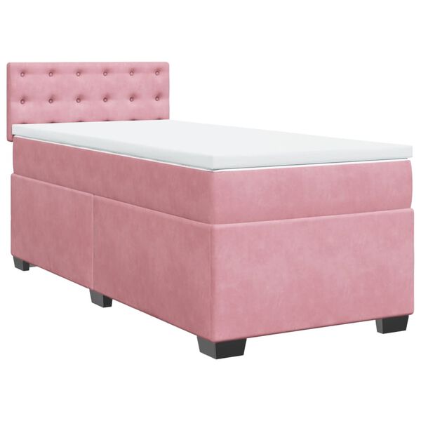 vidaXL Sommier &agrave; lattes de lit avec matelas Rose 90x190 cm Velours