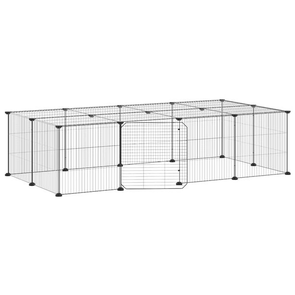 vidaXL Cage animaux de compagnie à 20 panneaux et porte Noir 35x35 cm