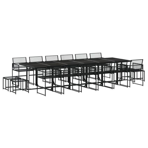 vidaXL Ensemble &agrave; manger de jardin 17 pcs noir r&eacute;sine tress&eacute;e