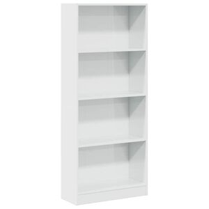 vidaXL Biblioth&egrave;que blanc brillant 60x24x143 cm bois d'ing&eacute;nierie