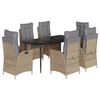 vidaXL Ensemble &agrave; manger de jardin et coussins 7 pcs beige poly rotin