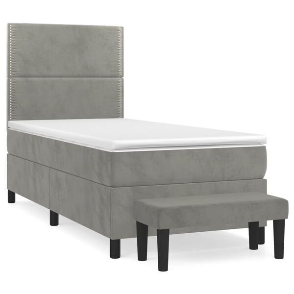 vidaXL Sommier &agrave; lattes de lit et matelas Gris clair 100x200cm Velours
