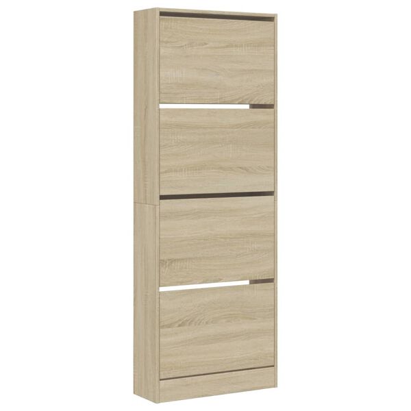 vidaXL Armoire &agrave; chaussures ch&ecirc;ne sonoma 60x21x163,5cm bois ing&eacute;nierie