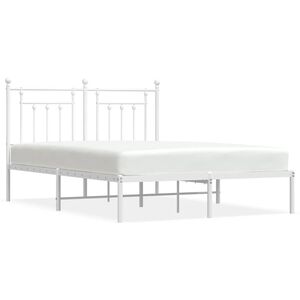 vidaXL Cadre de lit m&eacute;tal sans matelas et t&ecirc;te de lit blanc 150x200 cm