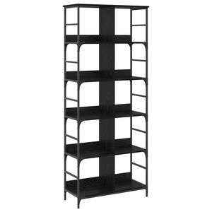 vidaXL &Eacute;tag&egrave;re 4 niveaux 78,5 x 33 x 188,5 cm m&eacute;tal PB Ch&ecirc;ne noir