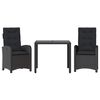 vidaXL Ensemble &agrave; manger de jardin avec coussins 3 pcs Noir