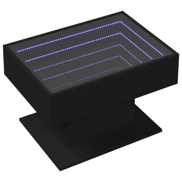 vidaXL Table basse avec LED noir 70x50x45 cm bois d'ing&eacute;nierie