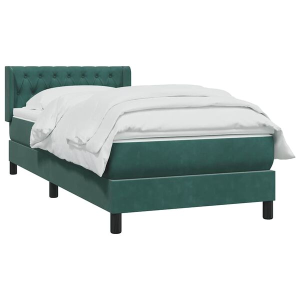 vidaXL Sommier &agrave; lattes de lit et matelas vert fonc&eacute; 100x210cm velours