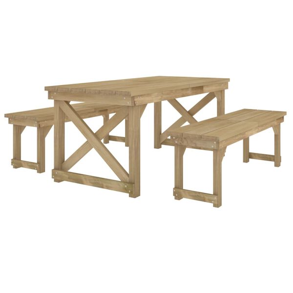vidaXL Ensemble &agrave; manger de jardin 3 pcs Bois de pin impr&eacute;gn&eacute;