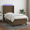 vidaXL Sommier &agrave; lattes de lit matelas LED Marron fonc&eacute; 90x190cm Tissu