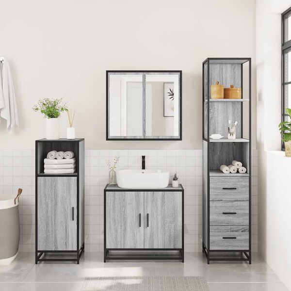 vidaXL Armoire de salle de bain sonoma gris 35x37,5x166 cm
