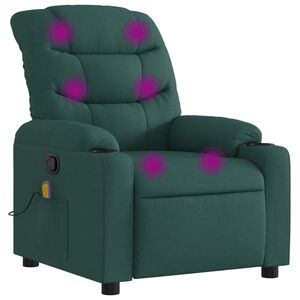 vidaXL Fauteuil inclinable de massage vert fonc&eacute; tissu