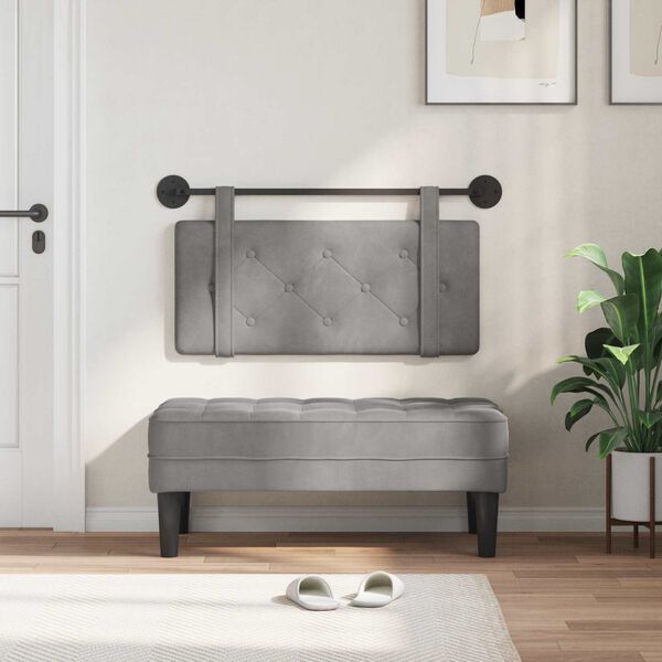 vidaXL T&ecirc;te de lit suspendue Gris clair 90 x 55 x 5 cm Velours