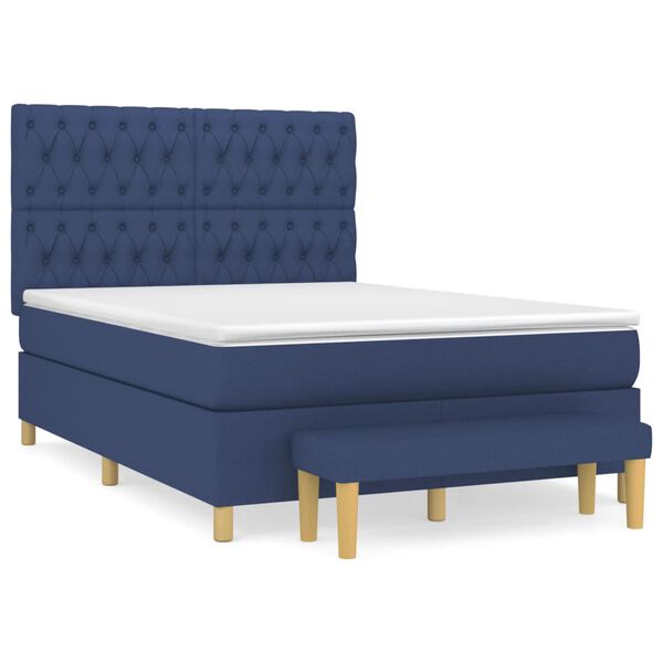 vidaXL Sommier &agrave; lattes de lit avec matelas Bleu 140x190 cm Tissu