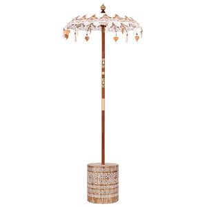 vidaXL Parasol balinais avec base Cr&egrave;me 95 x 95 x 260 cm