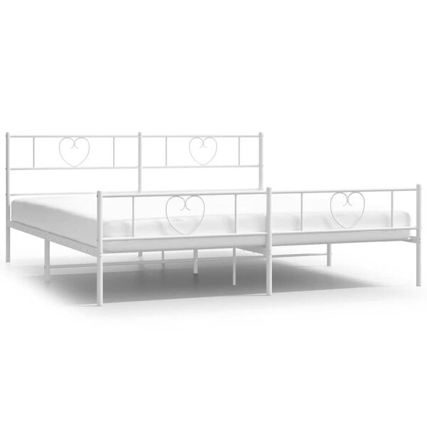 vidaXL Cadre de lit m&eacute;tal sans matelas et pied de lit blanc 193x203 cm
