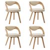 vidaXL Chaises &agrave; manger lot de 4 cr&egrave;me bois courb&eacute; et similicuir