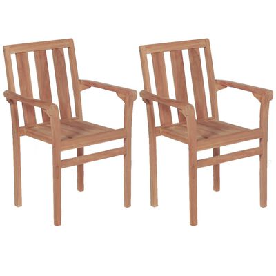 vidaXL Chaises de jardin empilables lot de 2 Bois de teck solide