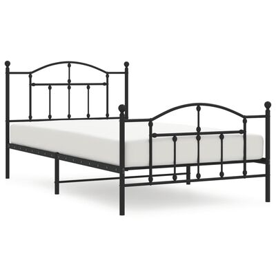 vidaXL Cadre de lit métal sans matelas et pied de lit noir 100x200 cm