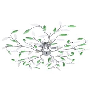 vidaXL Plafonnier &agrave; bras en cristal acrylique 5 ampoules E14 Vert