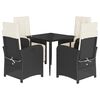 vidaXL Ensemble &agrave; manger de jardin coussins 5pcs Noir R&eacute;sine tress&eacute;e