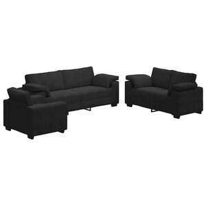 vidaXL Ensemble de canap&eacute;s 3 pcs avec coussins Noir Velours