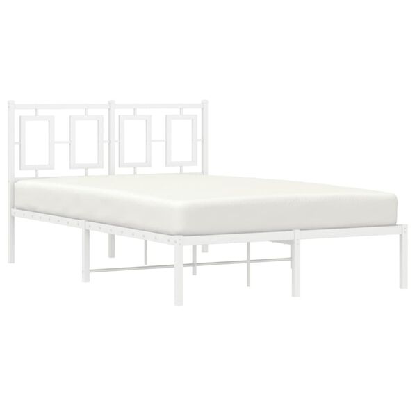 vidaXL Cadre de lit m&eacute;tal sans matelas et t&ecirc;te de lit blanc 120x190 cm