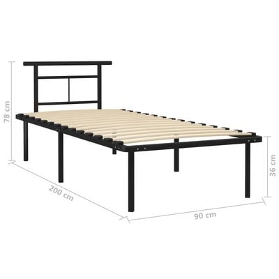 vidaXL Cadre de lit sans matelas noir métal 90x200 cm