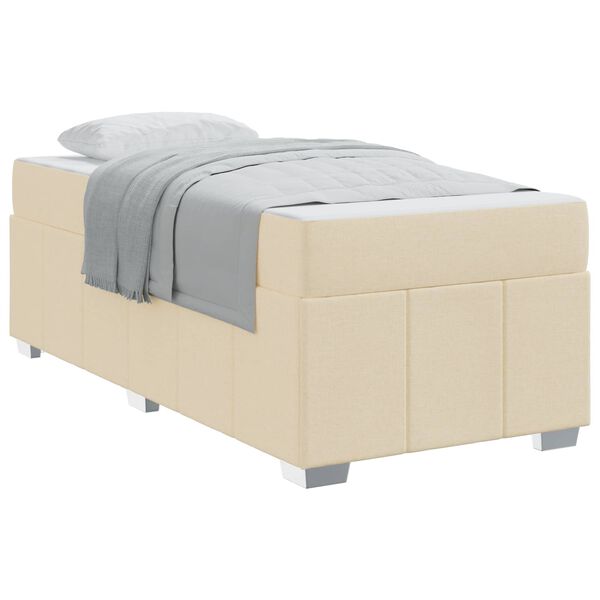 vidaXL Cadre de lit avec matelas Cr&egrave;me 120 x 190 cm tissu