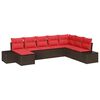 vidaXL Ensemble de canap&eacute; de jardin 8 pc Marron et rouge polyrotin