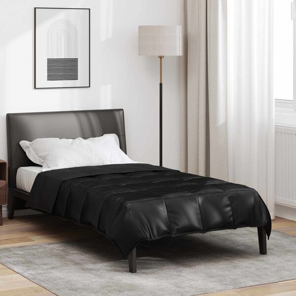 vidaXL Duvet d'&eacute;t&eacute; simple Noir 200 x 135 cm Satin et Microfibre