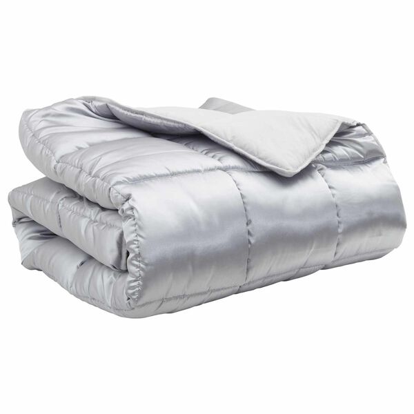 vidaXL Duvet d'hiver Argent&eacute; 200 x 140 cm Satin et Microfibre