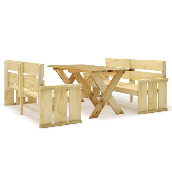 vidaXL Ensemble &agrave; manger de jardin 3 pcs Bois de pin impr&eacute;gn&eacute;