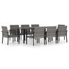 vidaXL Ensemble &agrave; manger de jardin 9 pcs R&eacute;sine tress&eacute;e Gris