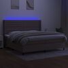 vidaXL Sommier &agrave; lattes de lit matelas et LED Taupe 200x200 cm Tissu