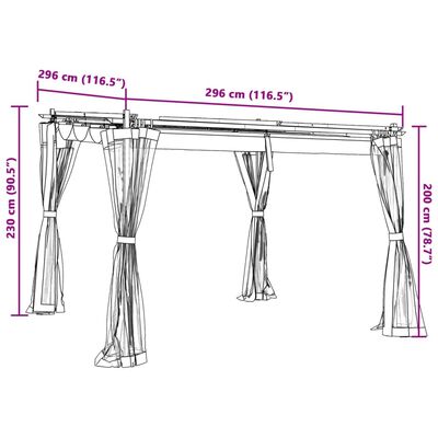 vidaXL Tonnelle avec parois en filet anthracite 3x3 m acier