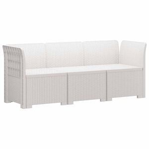 vidaXL Canap&eacute; de jardin 3 places style rotin PP Blanc