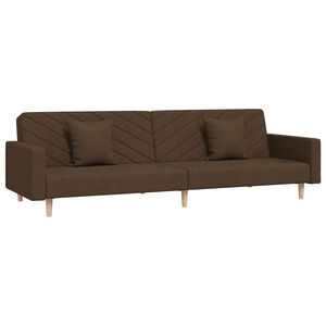 vidaXL Canap&eacute;-lit &agrave; 2 places avec deux oreillers marron tissu