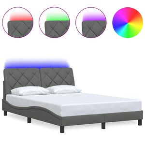 vidaXL Cadre de lit avec LED sans matelas gris fonc&eacute; 140x190 cm tissu