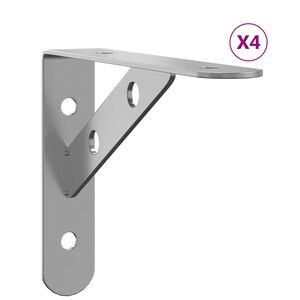 vidaXL Supports d'&eacute;tag&egrave;res 4pcs 15x2,5x11,5cm argent&eacute; acier inoxydable