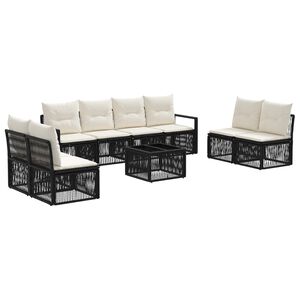 vidaXL Ensemble de canap&eacute; de jardin 9 pc Noir polyrotin