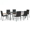 vidaXL Ensemble &agrave; manger de jardin 7 pcs noir textil&egrave;ne et acier