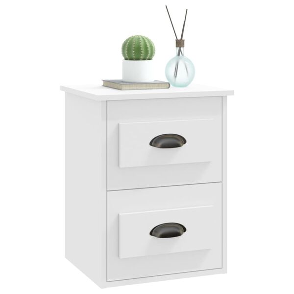 vidaXL Table de chevet murale blanc 41,5x36x53 cm