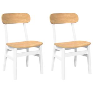 vidaXL Chaises &agrave; manger 2 pcs blanc bois massif caoutchouc