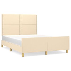 vidaXL Cadre de lit sans matelas cr&egrave;me 140x190 cm tissu